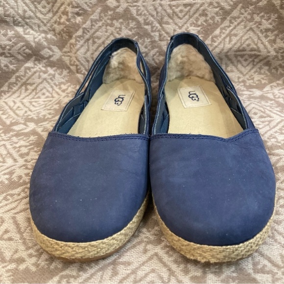 UGG Sz 7 Tippie Slip On Suede Comfort Insole Wool Back Espadrilles Ballet Flats - Picture 4 of 10